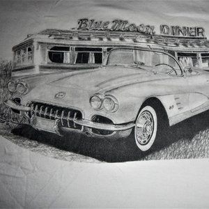 1959 Corvette Greyscale custom white tee Size L